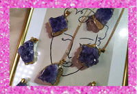 AMETHYST CLUSTER CRYSTAL PENDANT NECKLACE